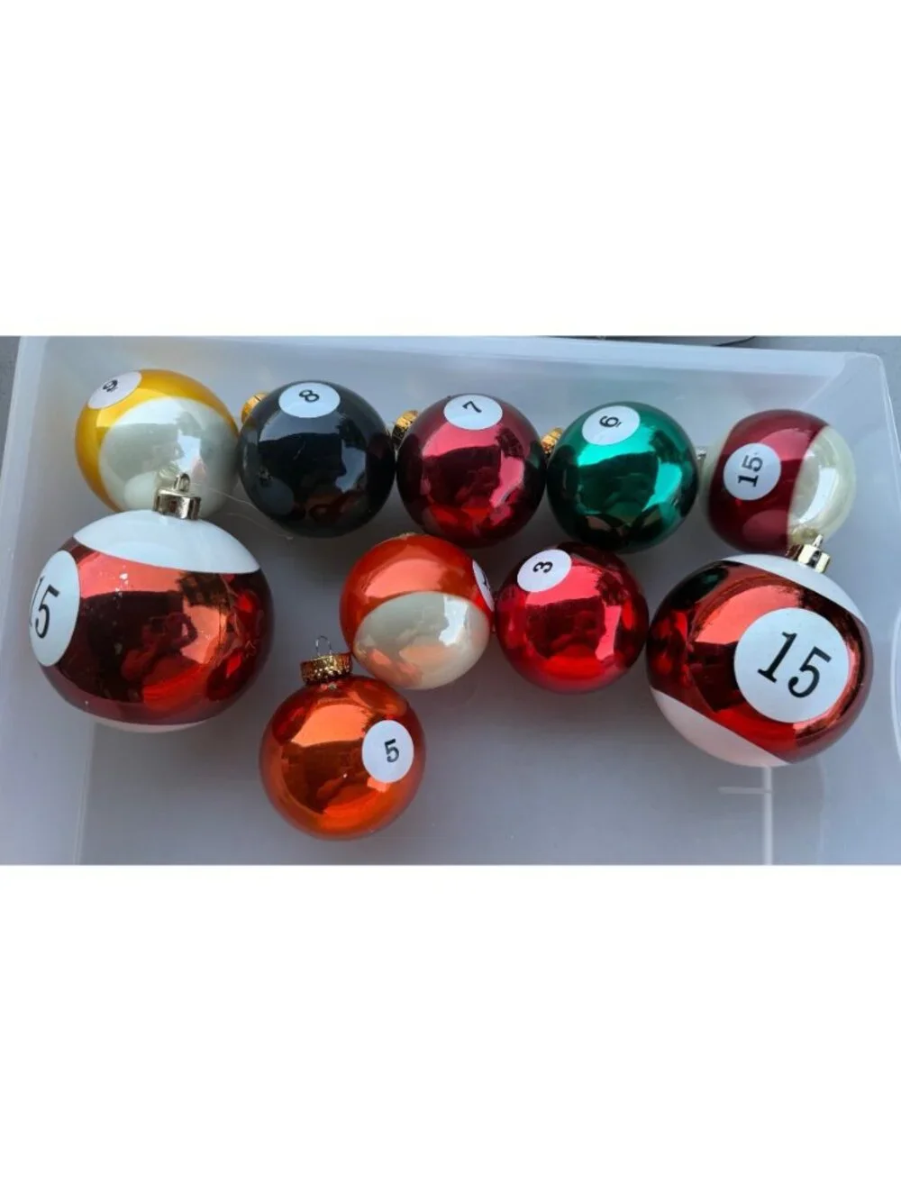 10-pc. Billiard Glossy Metallic Christmas Ball Ornaments 2.5/3.25